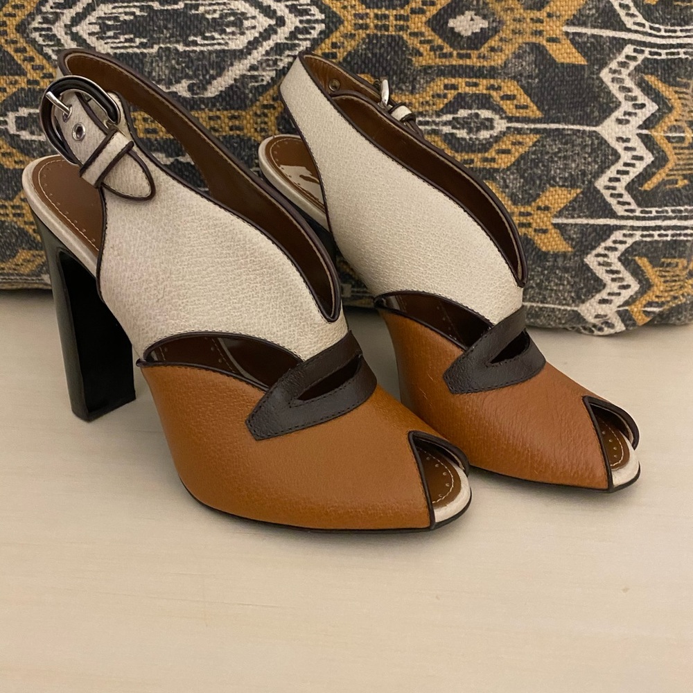Proenza Schouler Peep Toe Leather Block Heels